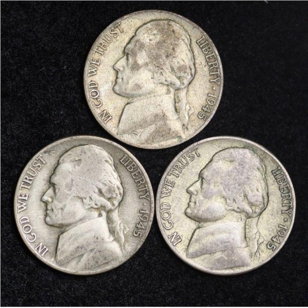 Random Date Jefferson Nickel Set (3 Coin Lot) 35% Silver War Nickels Good/VG
